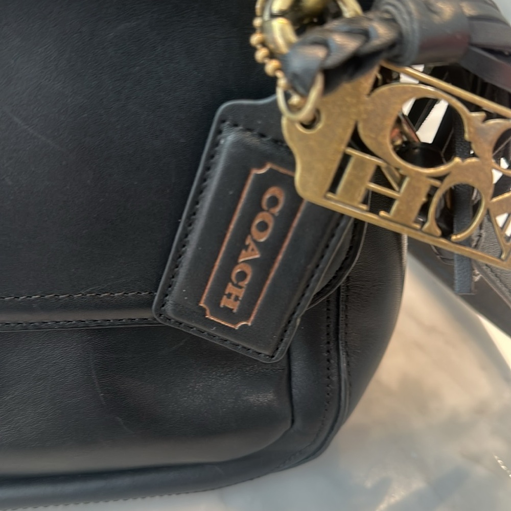 Coach Legacy Turnlock East West Flap Bag Black Leather 22062 Crossbody Tassel - Picture 4 of 15